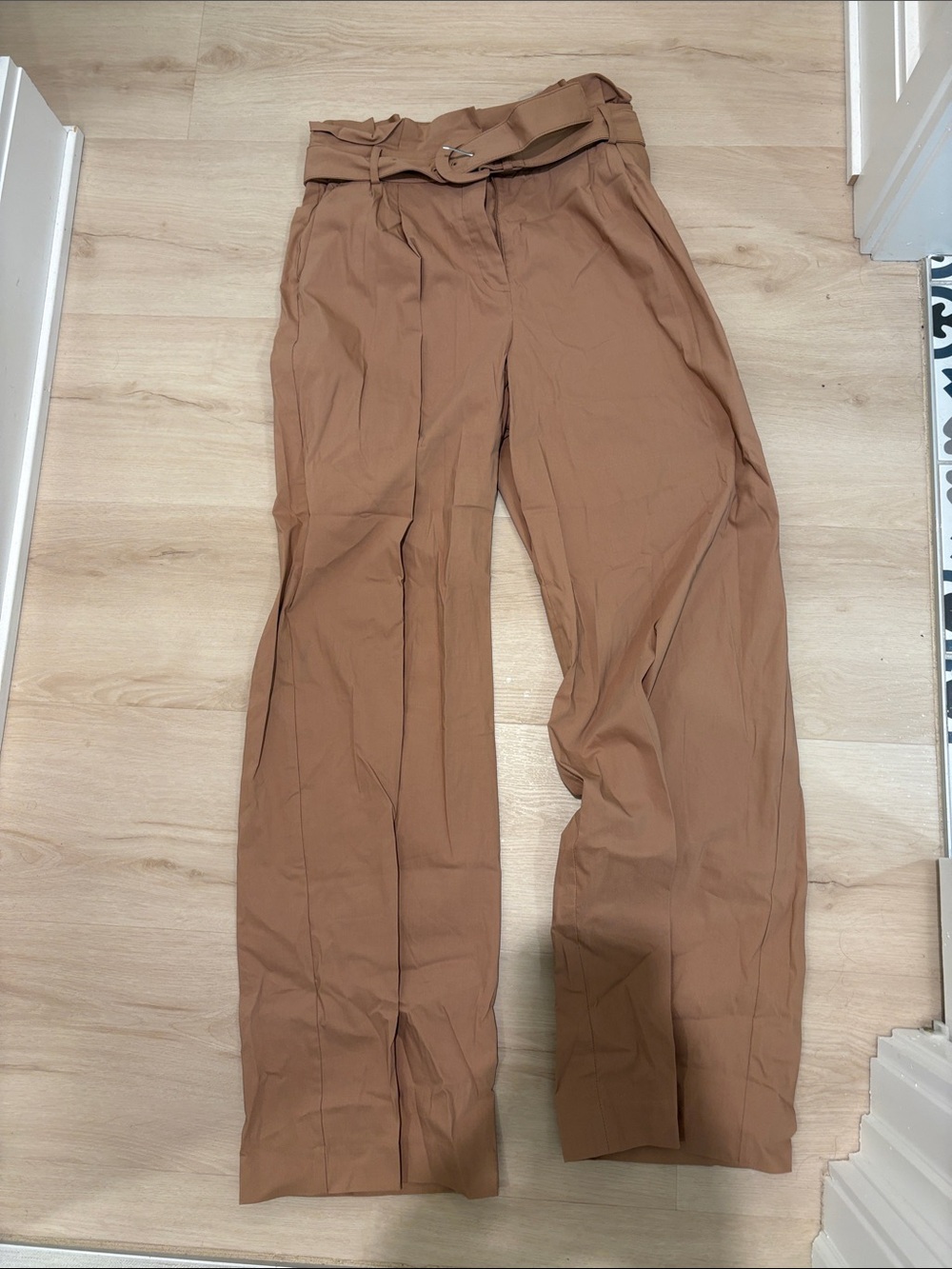 Express women’s High-Waist Paperbag Trousers - Brown